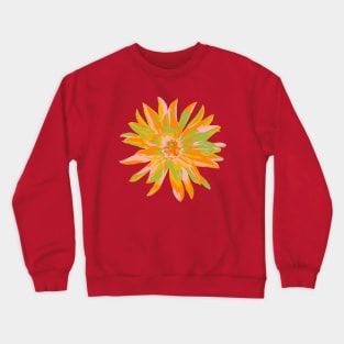 DAHLIA BURSTS Abstract Blooming Floral Summer Bright Flowers - Orange Yellow Blush Lime Green on Orange - UnBlink Studio by Jackie Tahara Crewneck Sweatshirt